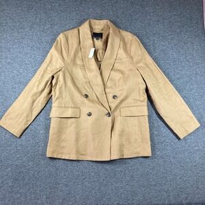 NWT Banana Republic 100% Linen Double Breasted Blazer Womens 16 Brown
